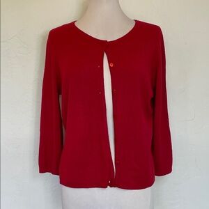 Express World Brand Red Stretch 3/4 Sleeves Cardigan Sweater Size Large